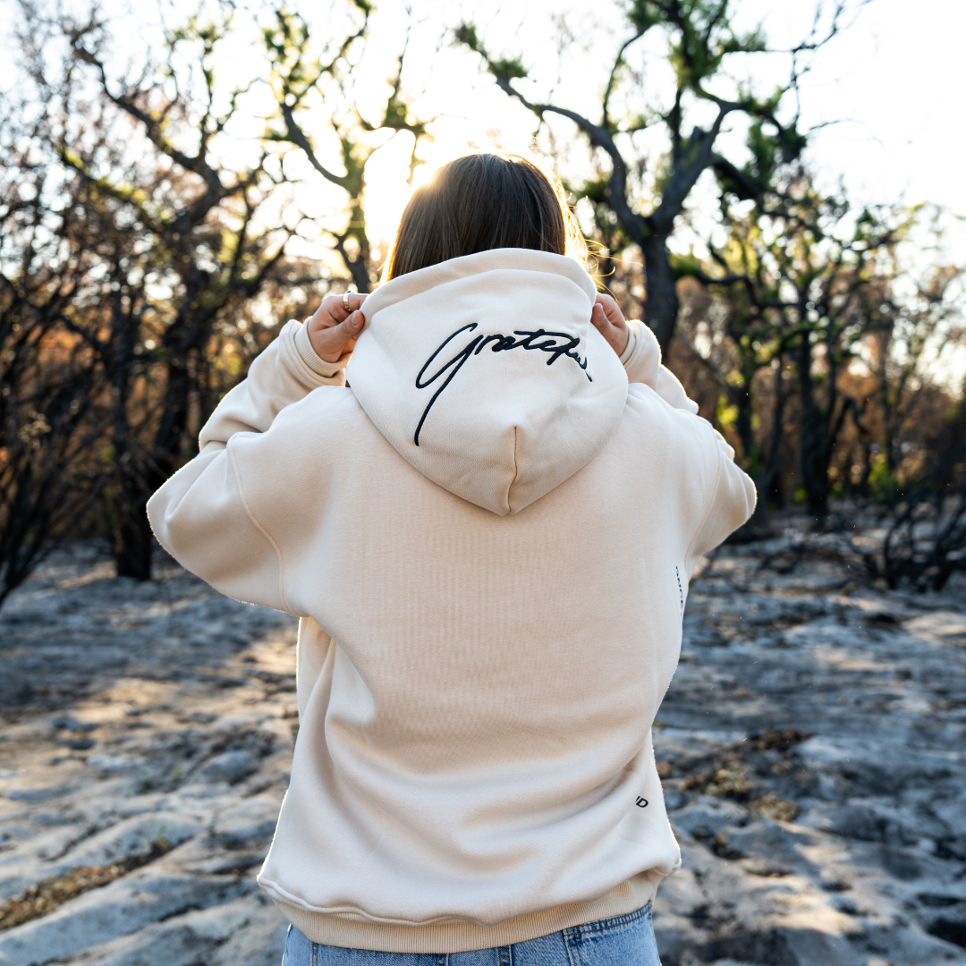 Forever Grateful Christian Streetwear Winter Hoodie – Beige