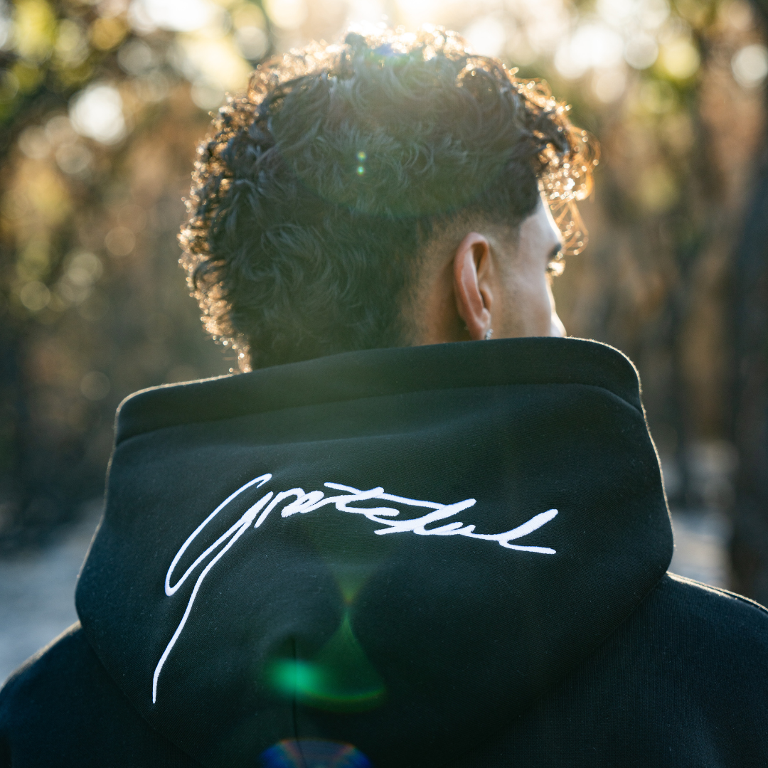 Forever Grateful Christian Streetwear Winter Hoodie – Black