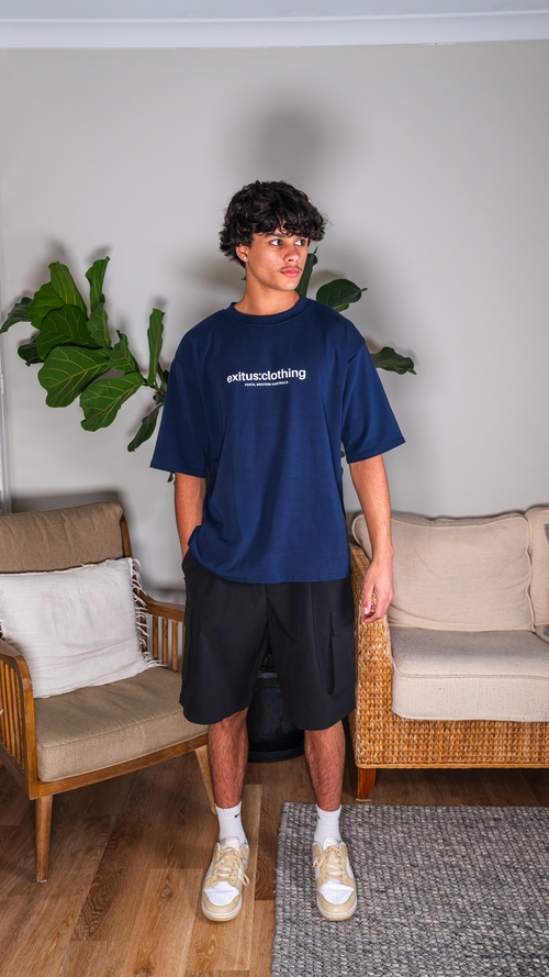Blue Forever Grateful Christian Streetwear Drop-Shoulder Tee