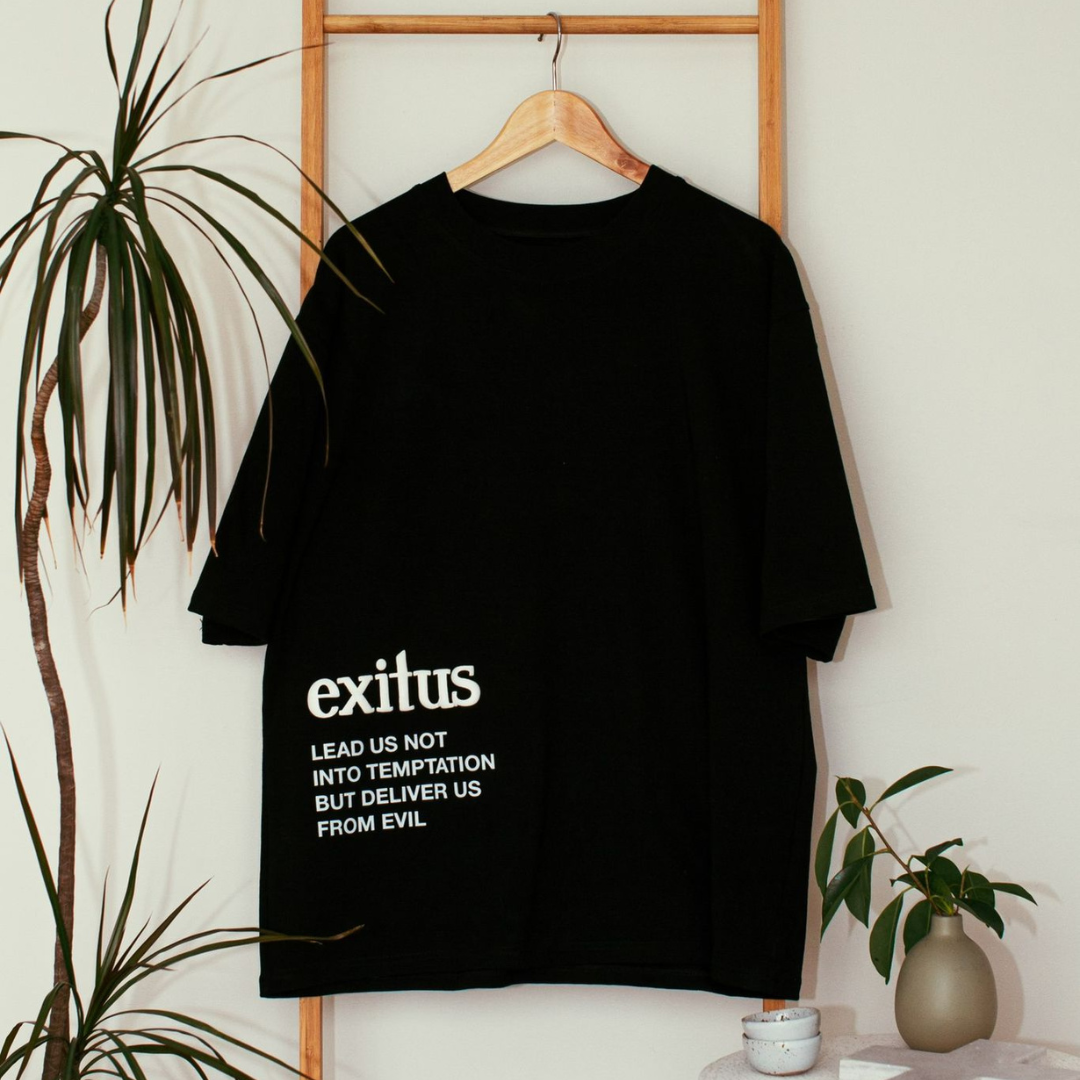 Black Drop Shoulder Box Fit Tee Shirt