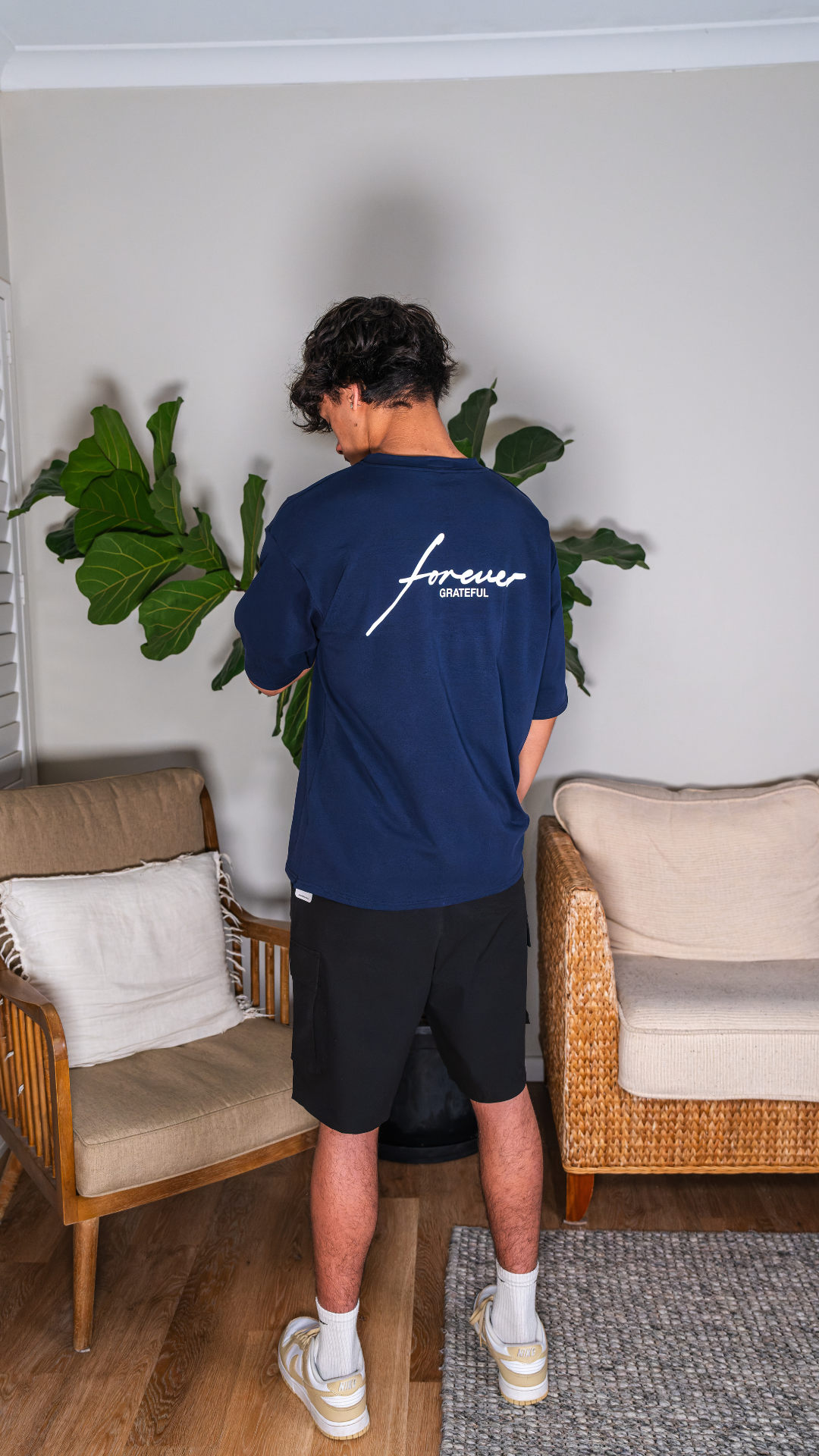 Blue Forever Grateful Drop Shoulder Tee