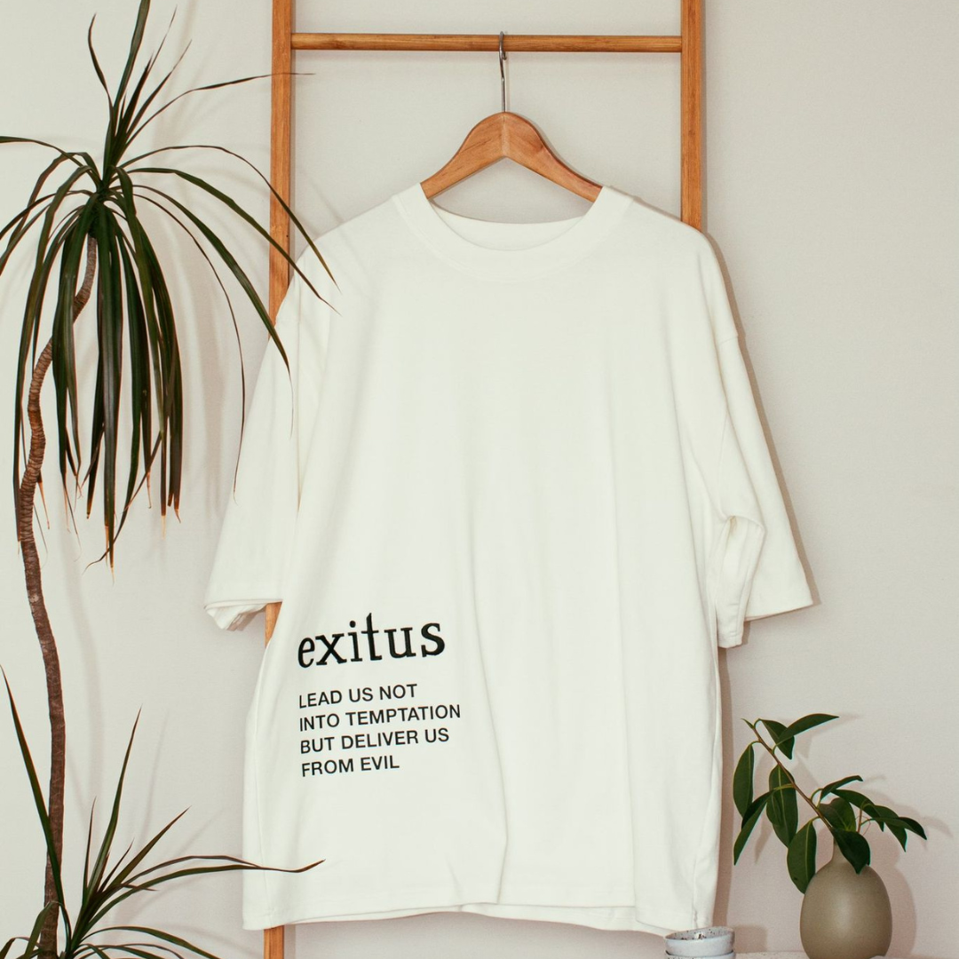 Cream Drop Shoulder Box Fit Tee Shirt