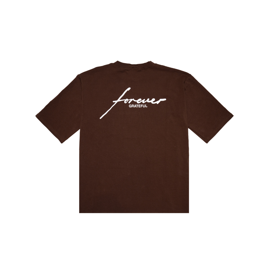 Brown Forever Grateful Drop Shoulder Tee