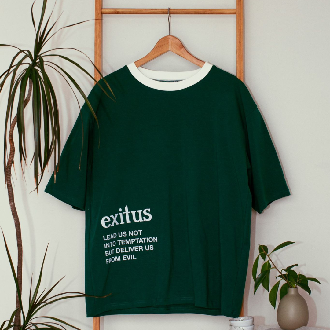 Dark Green Drop Shoulder Box Fit Tee Shirt