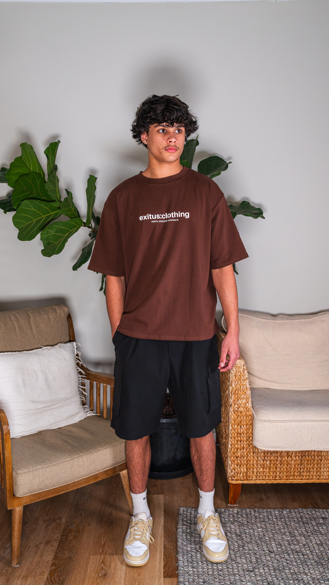 Brown Forever Grateful Drop Shoulder Tee