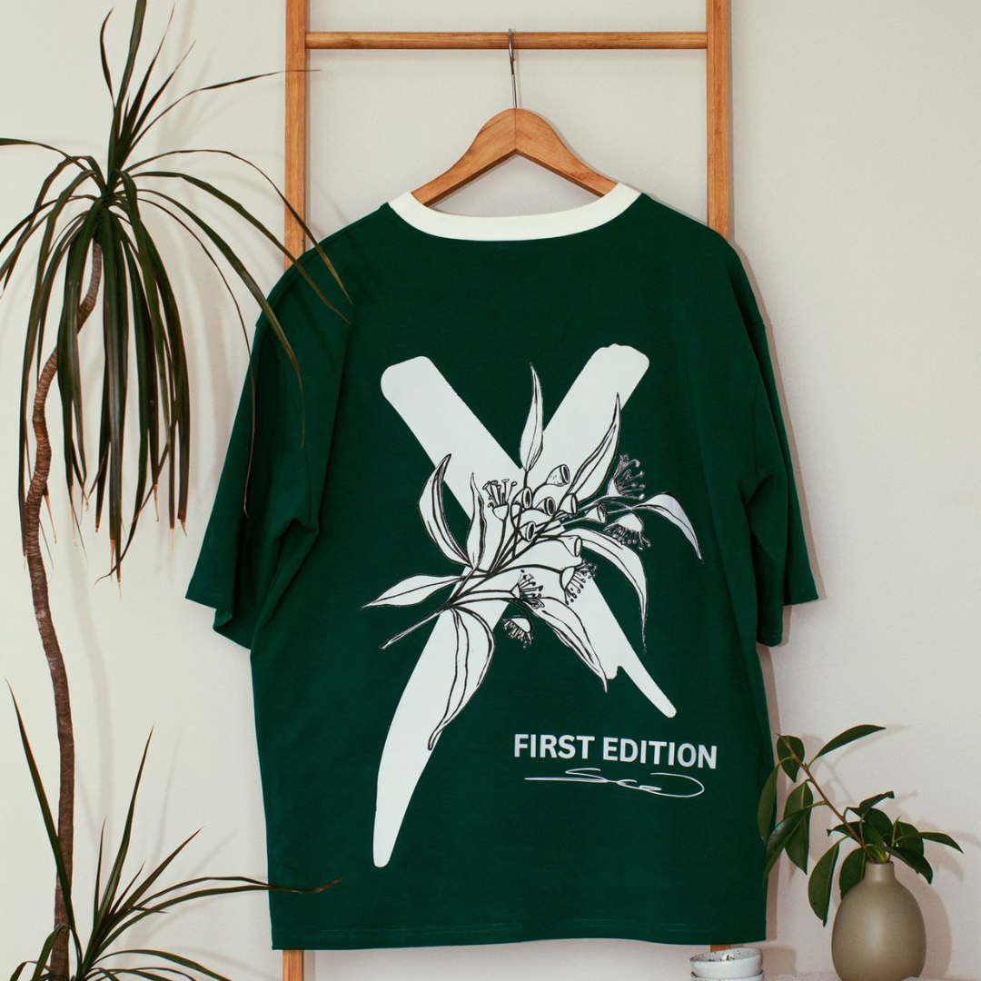 Dark Green Drop Shoulder Box Fit Tee Shirt