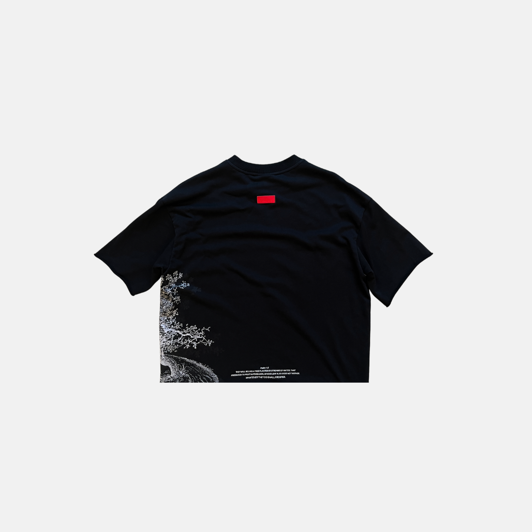 Black French Terry Cropped T-Shirt