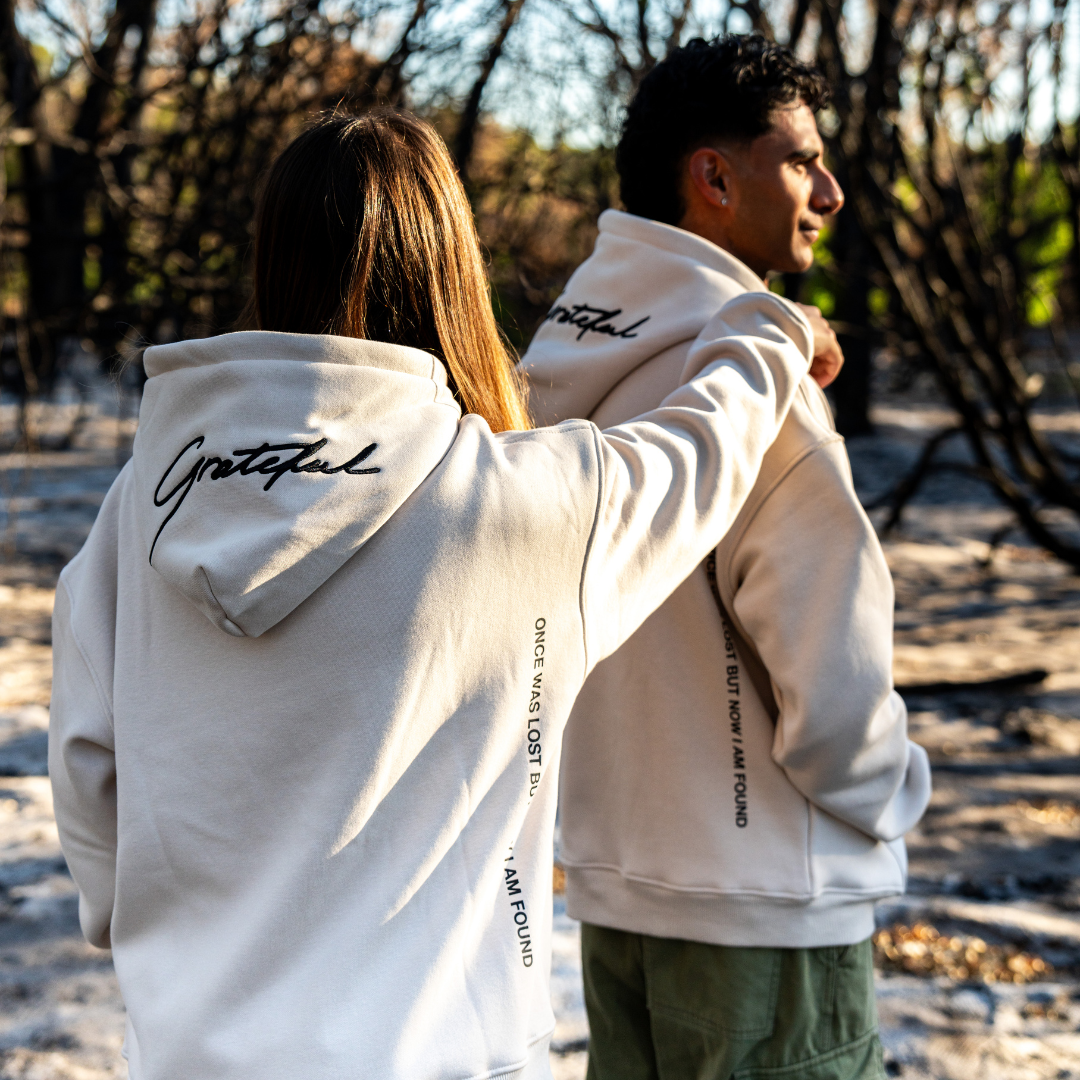 Forever Grateful Christian Streetwear Winter Hoodie – Beige