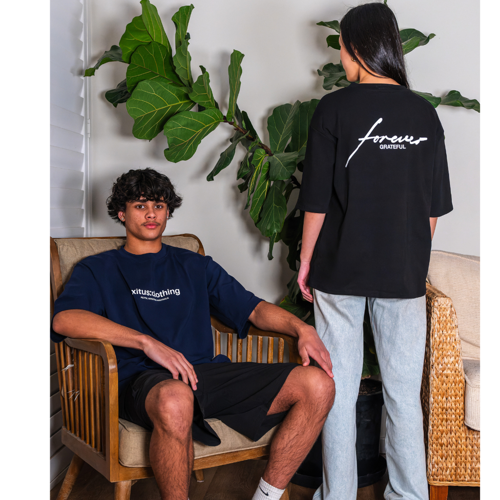 Black Forever Grateful Christian Streetwear Drop-Shoulder Tee