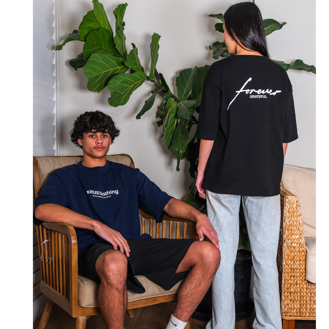 Black Forever Grateful Christian Streetwear Drop-Shoulder Tee