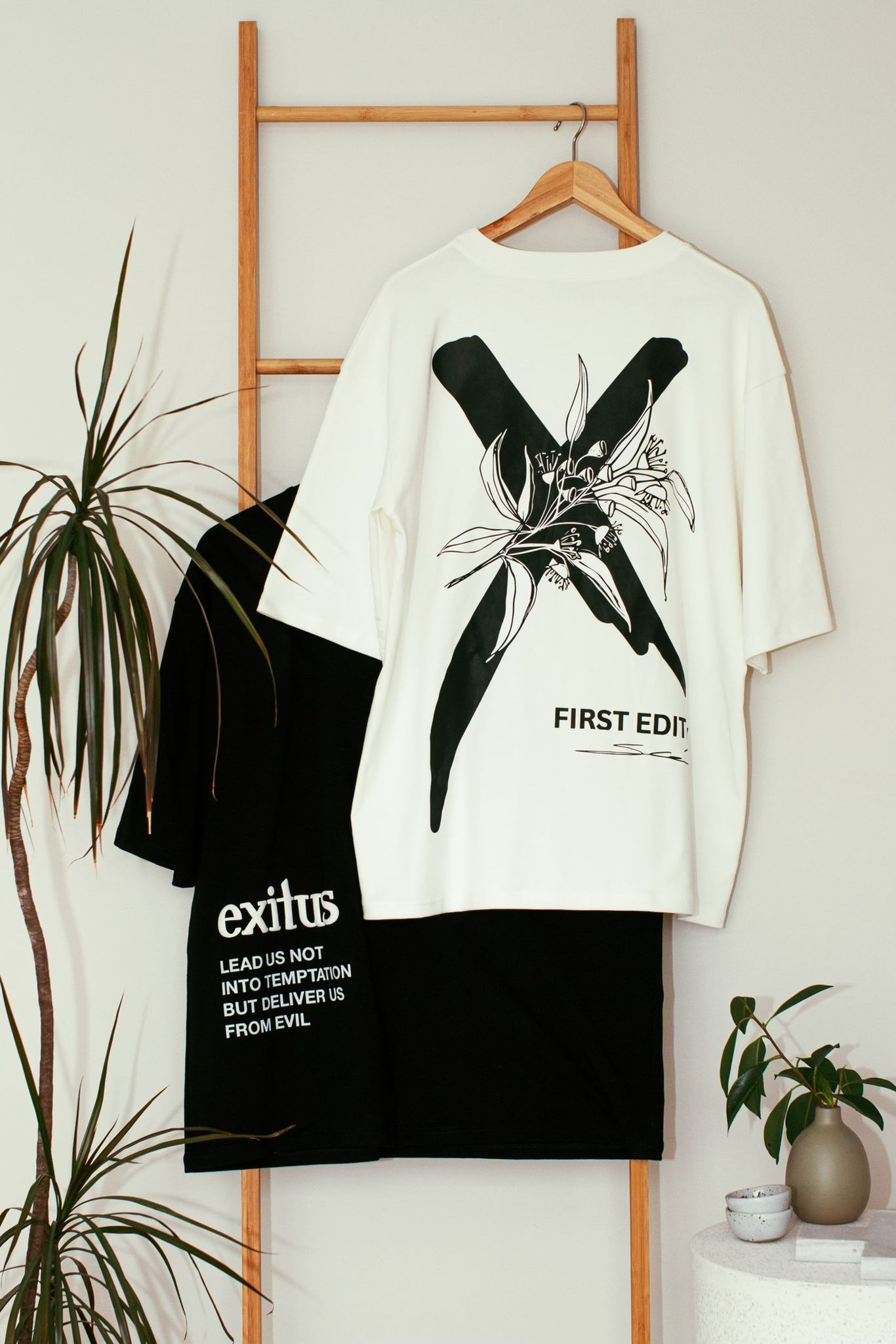 Cream Drop Shoulder Box Fit Tee Shirt